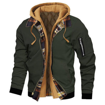 Men's Thick Solid Hooded Jacket - ELITE EMPORIUM