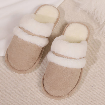 Rabbit Fur Cotton Slippers Fleece-lined Thickened Fluffy Slippers - ELITE EMPORIUM