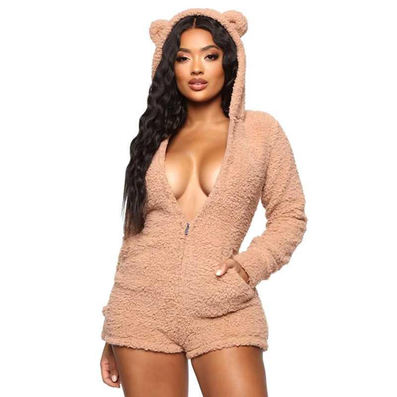 Hooded Long Sleeve Plush Jumpsuit - ELITE EMPORIUM