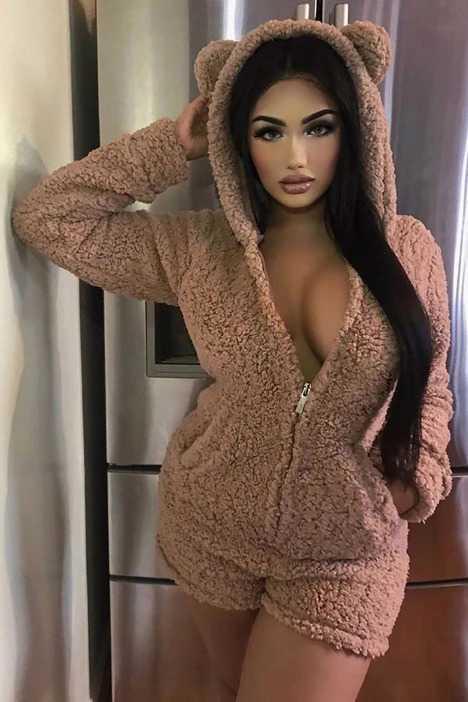 Hooded Long Sleeve Plush Jumpsuit - ELITE EMPORIUM