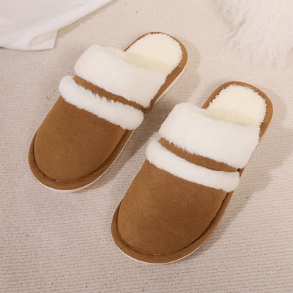 Rabbit Fur Cotton Slippers Fleece-lined Thickened Fluffy Slippers - ELITE EMPORIUM