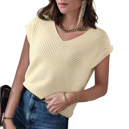 Sleeveless Sweater V-neck Ruffle Sleeve Summer Vest - ELITE EMPORIUM