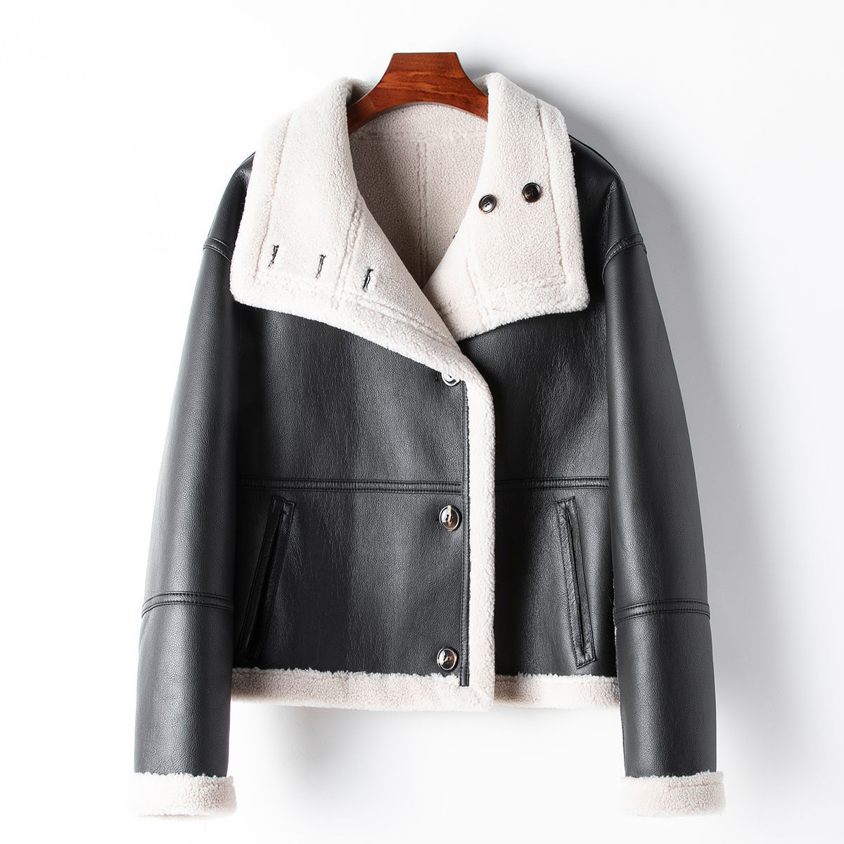 Wool Grain Leather Coat - ELITE EMPORIUM