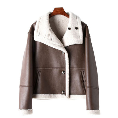 Wool Grain Leather Coat - ELITE EMPORIUM