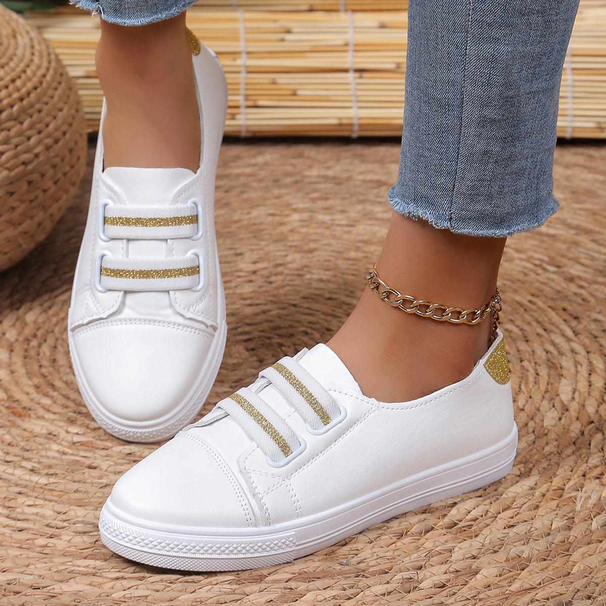 White Shoes Casual Versatile Slip-on Lazy Low-cut Flat - ELITE EMPORIUM