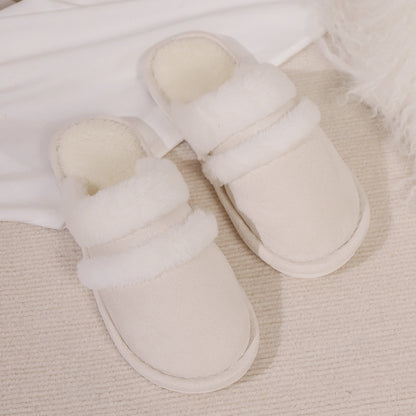 Rabbit Fur Cotton Slippers Fleece-lined Thickened Fluffy Slippers - ELITE EMPORIUM