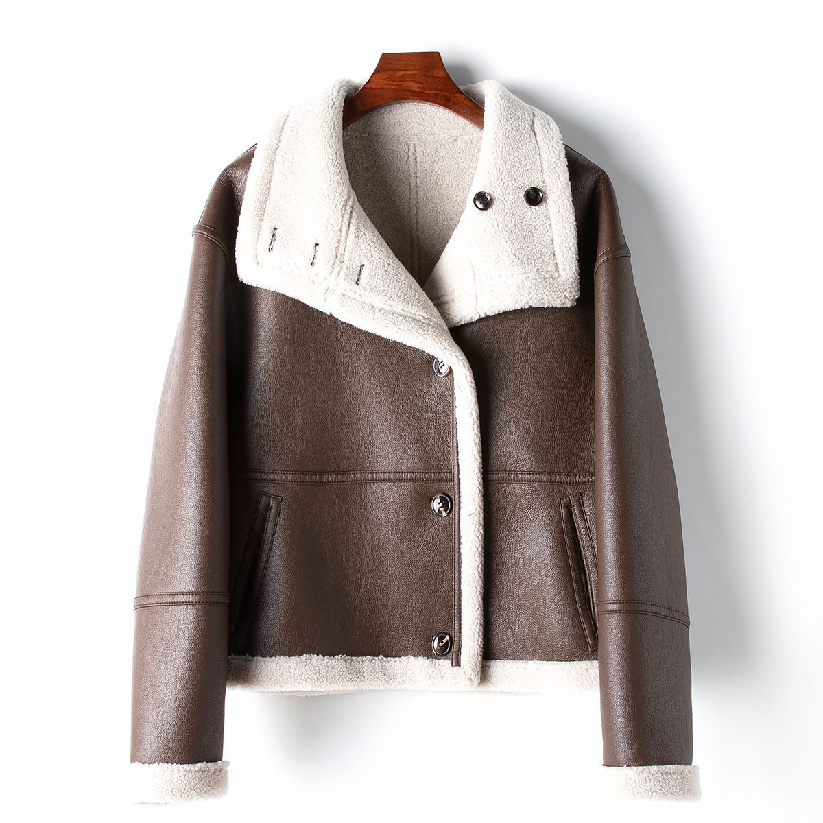 Wool Grain Leather Coat - ELITE EMPORIUM