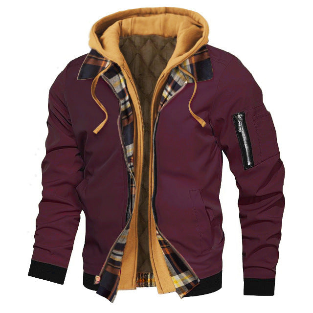 Men's Thick Solid Hooded Jacket - ELITE EMPORIUM