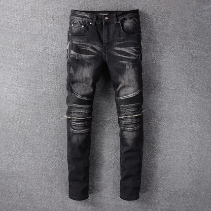 Stitched Motorcycle Jeans - ELITE EMPORIUM