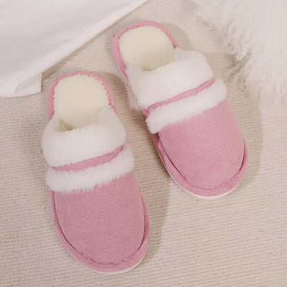 Rabbit Fur Cotton Slippers Fleece-lined Thickened Fluffy Slippers - ELITE EMPORIUM