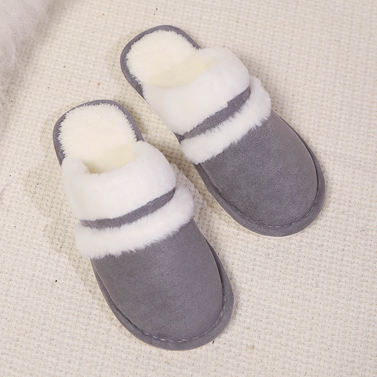 Rabbit Fur Cotton Slippers Fleece-lined Thickened Fluffy Slippers - ELITE EMPORIUM