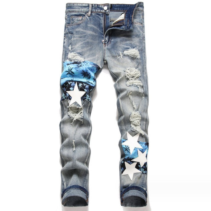 Stitched Blue Jeans - ELITE EMPORIUM