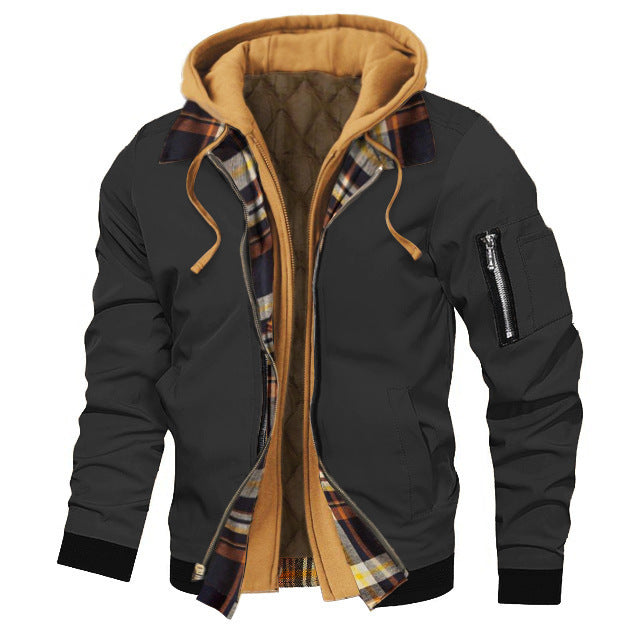 Men's Thick Solid Hooded Jacket - ELITE EMPORIUM