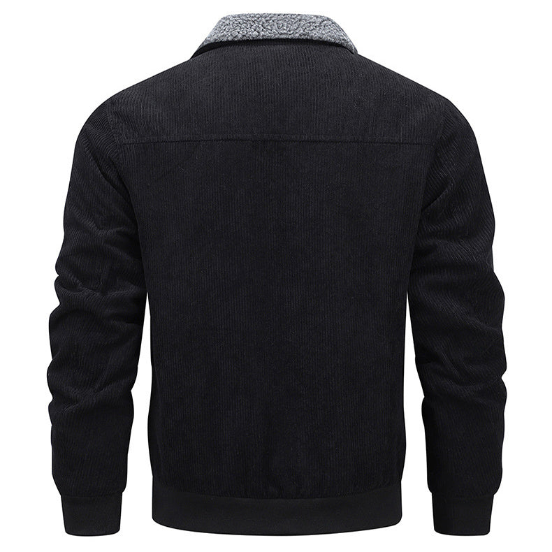 Winter Lapel Fleece Jacket With Pockets Warm Thicken Cotton Coat Men's Clothing - ELITE EMPORIUM