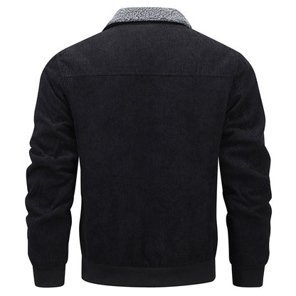 Winter Lapel Fleece Jacket With Pockets Warm Thicken Cotton Coat Men's Clothing - ELITE EMPORIUM