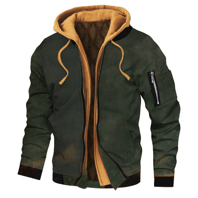 Men's Thick Solid Hooded Jacket - ELITE EMPORIUM