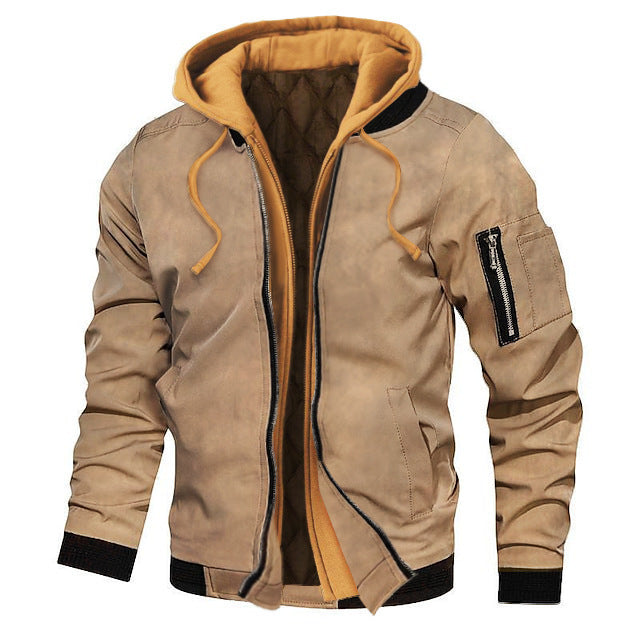 Men's Thick Solid Hooded Jacket - ELITE EMPORIUM