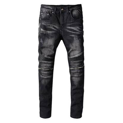 Stitched Motorcycle Jeans - ELITE EMPORIUM