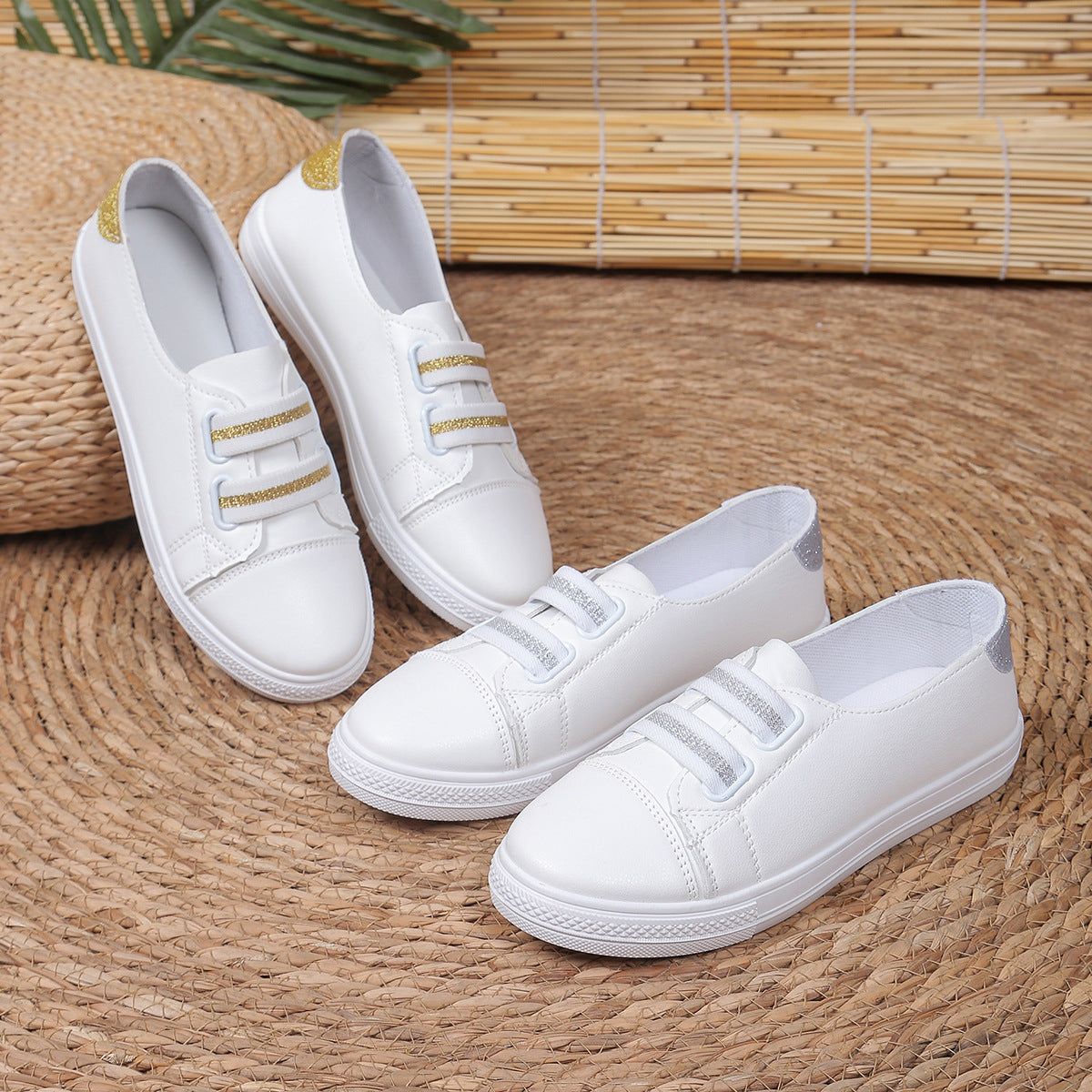 White Shoes Casual Versatile Slip-on Lazy Low-cut Flat - ELITE EMPORIUM